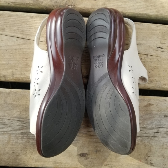 SAS Quatro Slingback Floral Flower Power y2k Strappy Bone Leather Sandals 7.5 - Picture 7 of 9